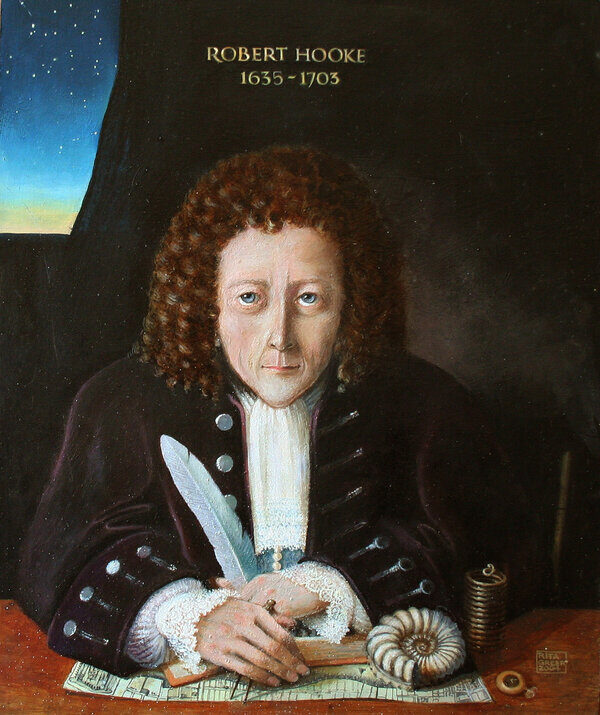 Retrato reconstruido de Robert Hooke por Rita Greer (2004), basado en descripciones de la época