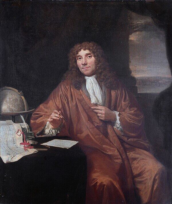 Retrato de Antonie van Leeuwenhoek por Jan Verkolje, 1686